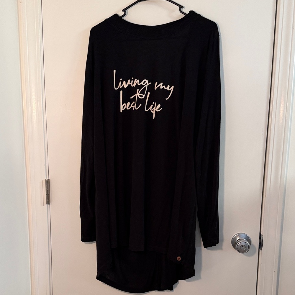 LANE BRYANT Livi Long Sleeve T-Shirt, Black, 26/28